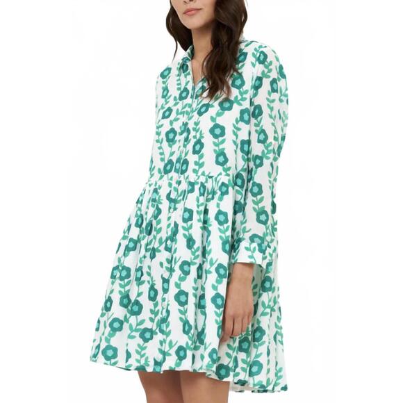 NEW OLIPHANT long sleeve shirt mini dress in toscana green - Picture 4 of 4